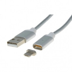  Magnetický nabíjací micro USB kábel 2.0, A-B – 1 m, silver 