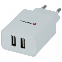 SWISSTEN sieťový adaptér 2x USB, 10 W, SMART IC – white