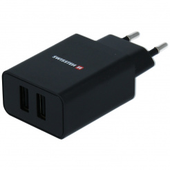 SWISSTEN sieťový adaptér 2x USB, 10 W, SMART IC – black