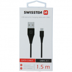  SWISSTEN dátový kábel USB/USB-C (3.1) 1,5 m – black 