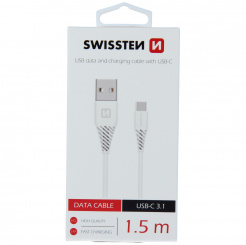  SWISSTEN dátový kábel USB/USB-C (3.1) 1,5 m – white 