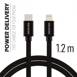 SWISSTEN dátový kábel USB-C/Lightning 1,2 m – black