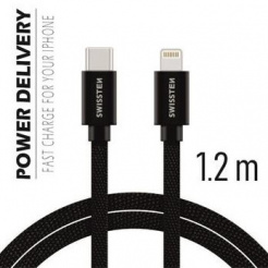 SWISSTEN dátový kábel USB-C/Lightning MFi 1,2 m – black