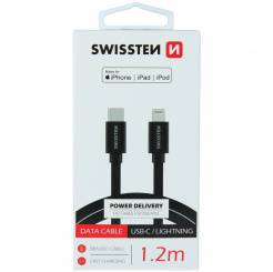  SWISSTEN dátový kábel USB-C/Lightning MFi 1,2 m – black 