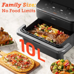 Cosori Dual Blaze TwinFry Smart 10L + kliešte - čierne