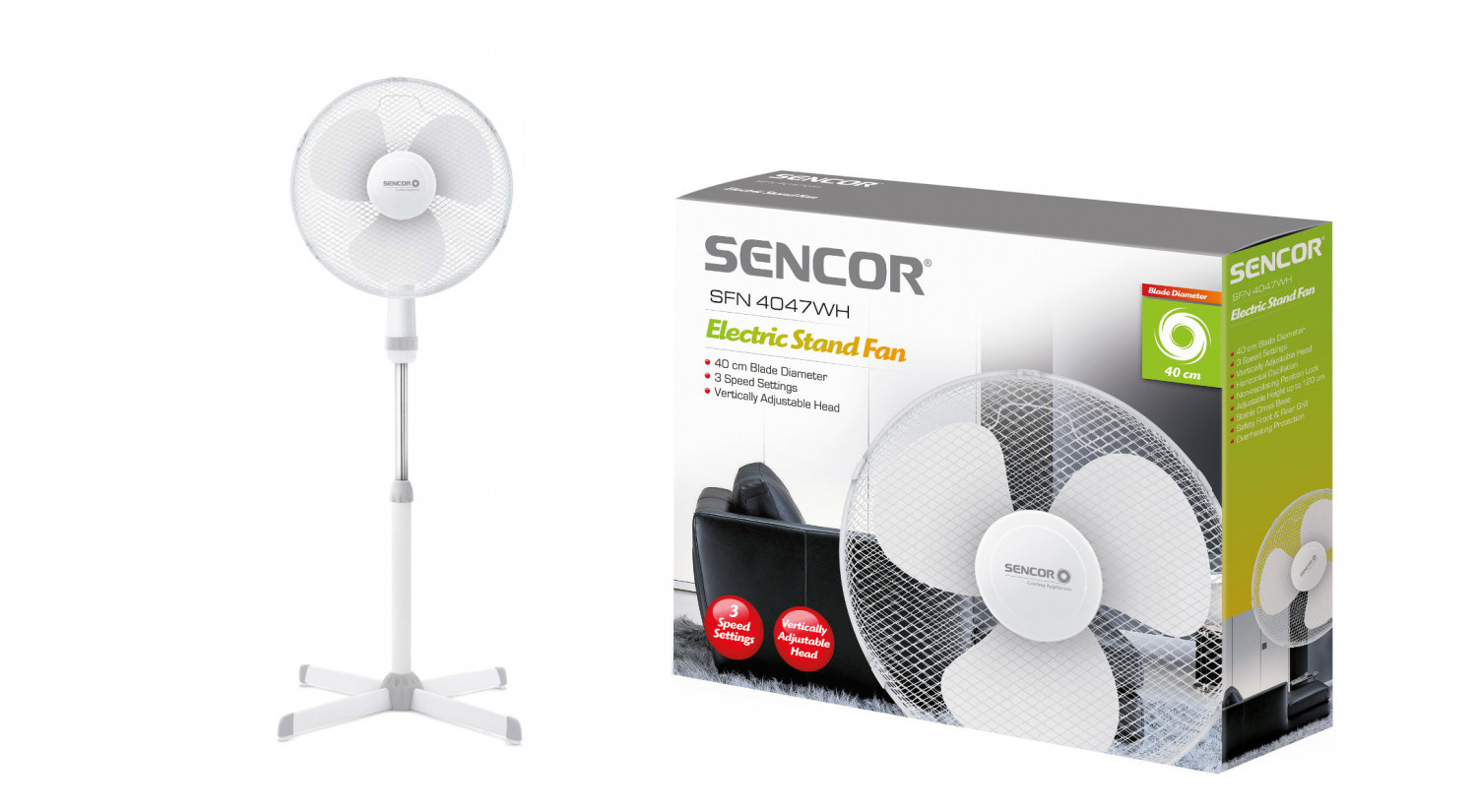 Predstavenie stojanového ventilátora Sencor SFN 4047WH