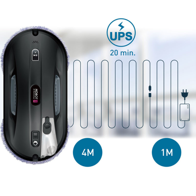 Dlhý napájací kábel a zabudovaný systém UPS