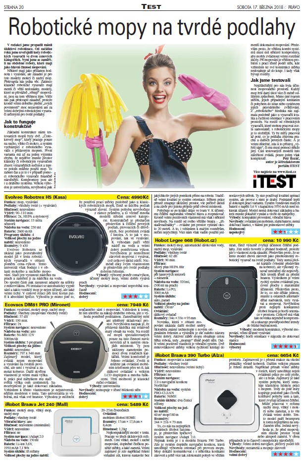 Víťaz mopov iTest 2018 v denníku Právo