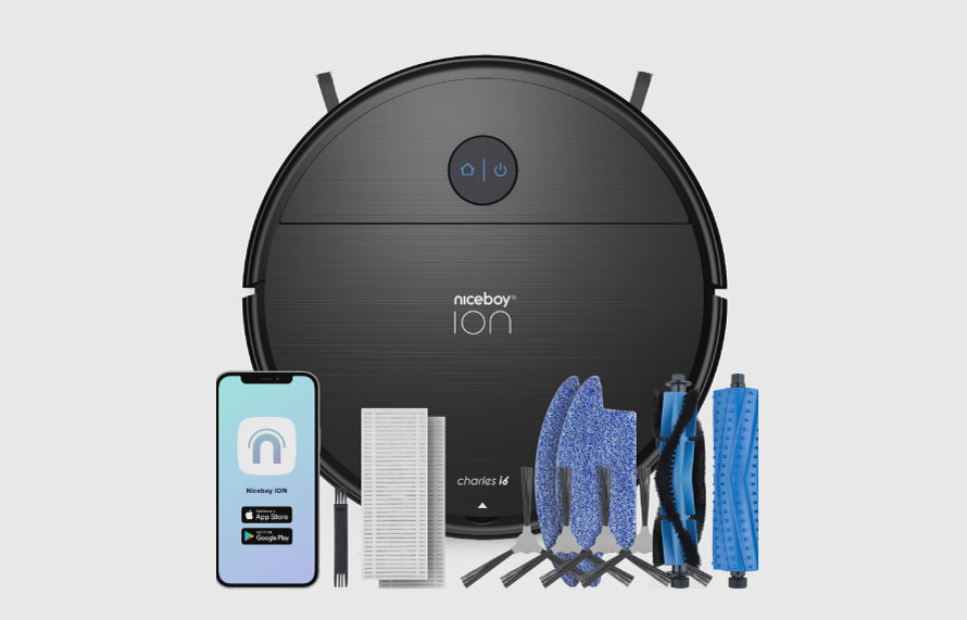 Robotický vysávač s mopom Niceboy ION Charles i6 Black